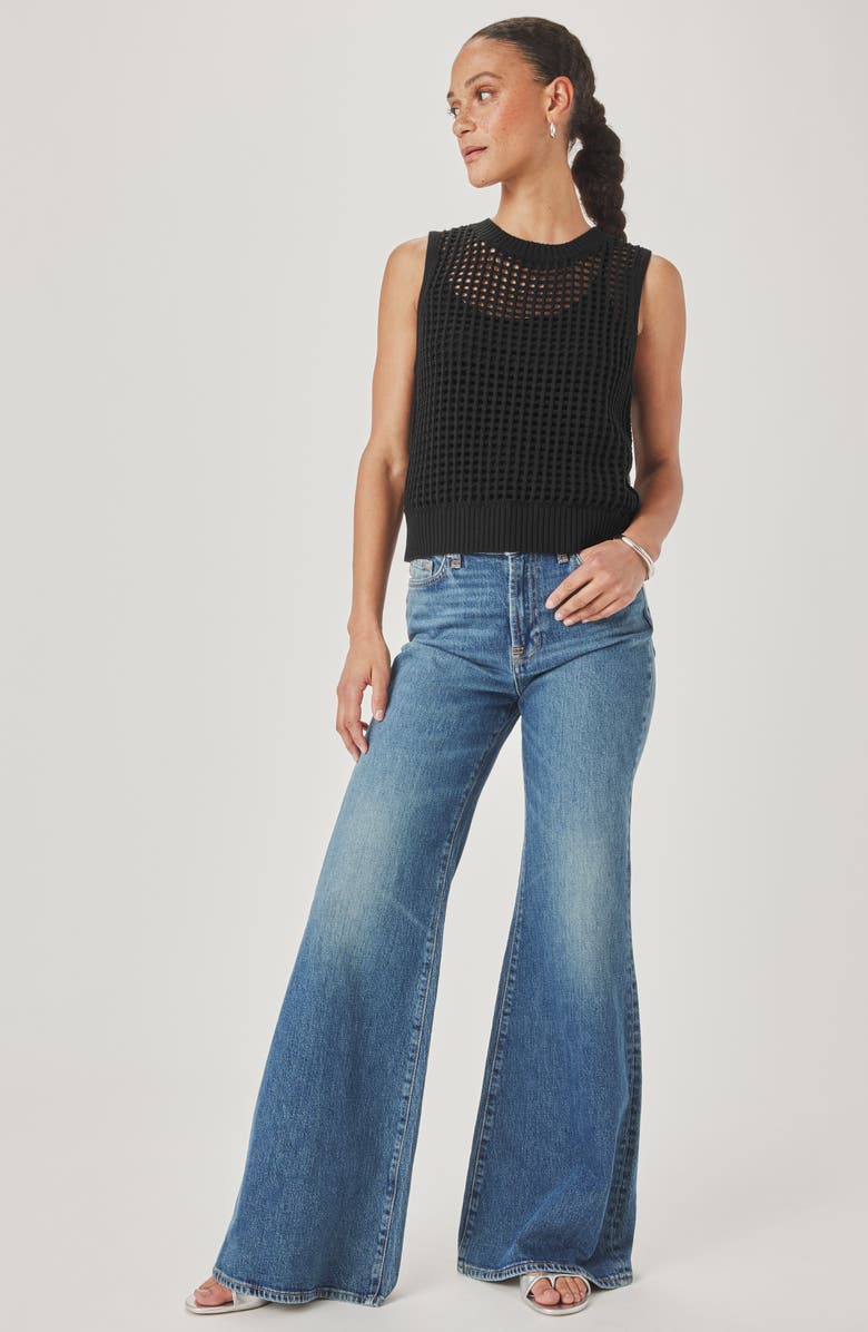 Splendid Camellia Open Knit Sleeveless Sweater, Alternate, color, Black