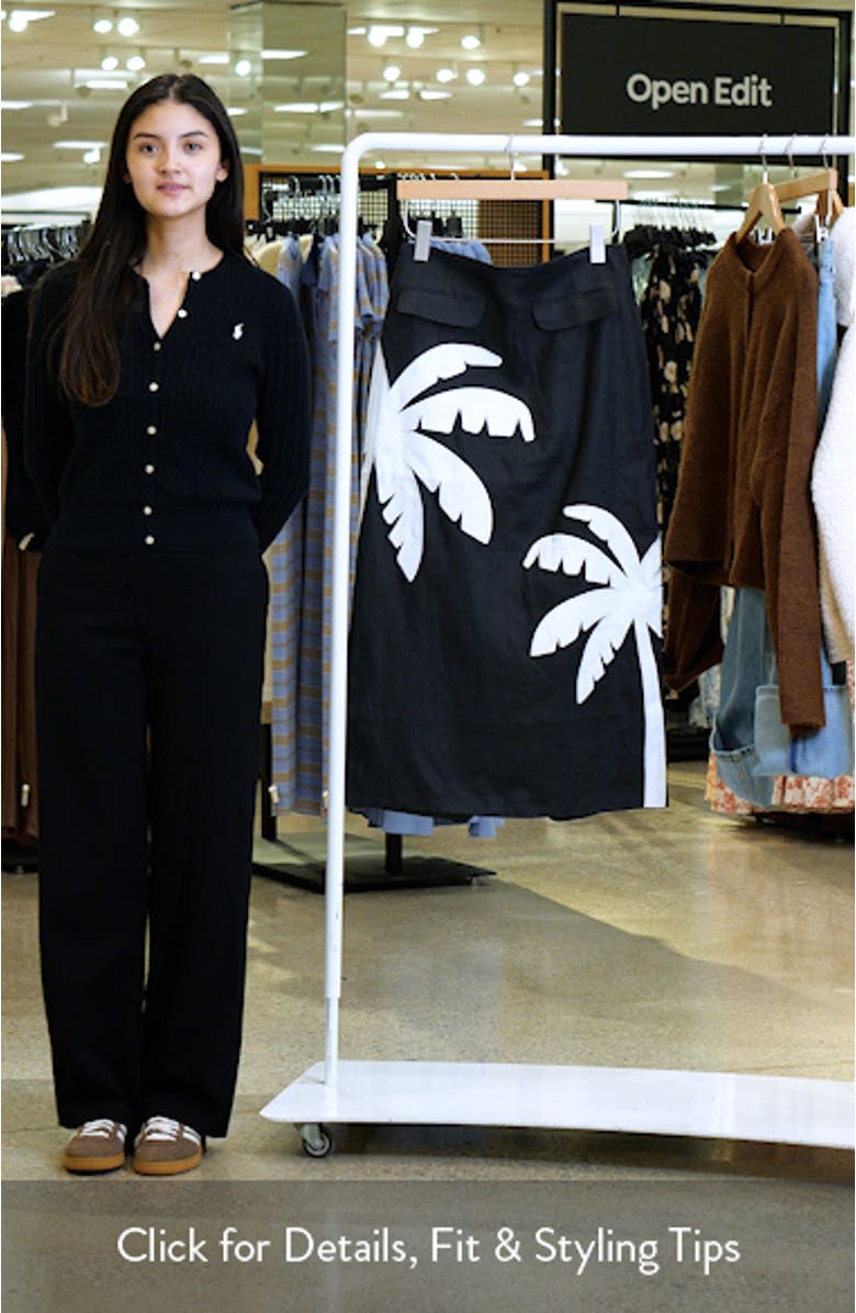 Palm Tree Embroidered Linen Maxi Skirt, sales video thumbnail