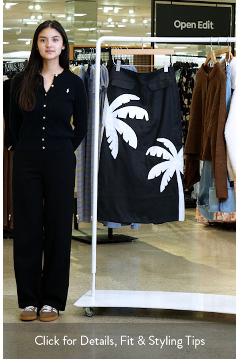 Palm Tree Embroidered Linen Maxi Skirt video