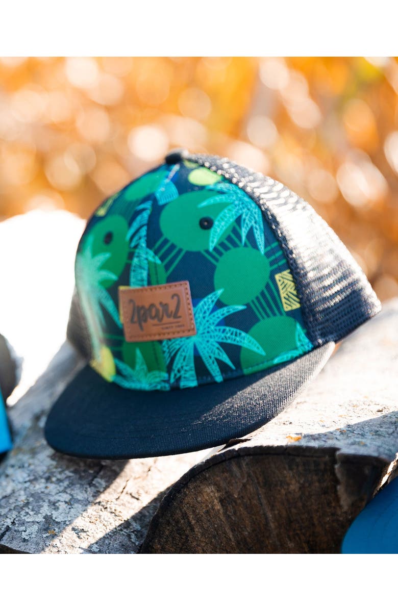 Deux par Deux Boy's Printed Cap Green Jungle On Black, Alternate, color, 