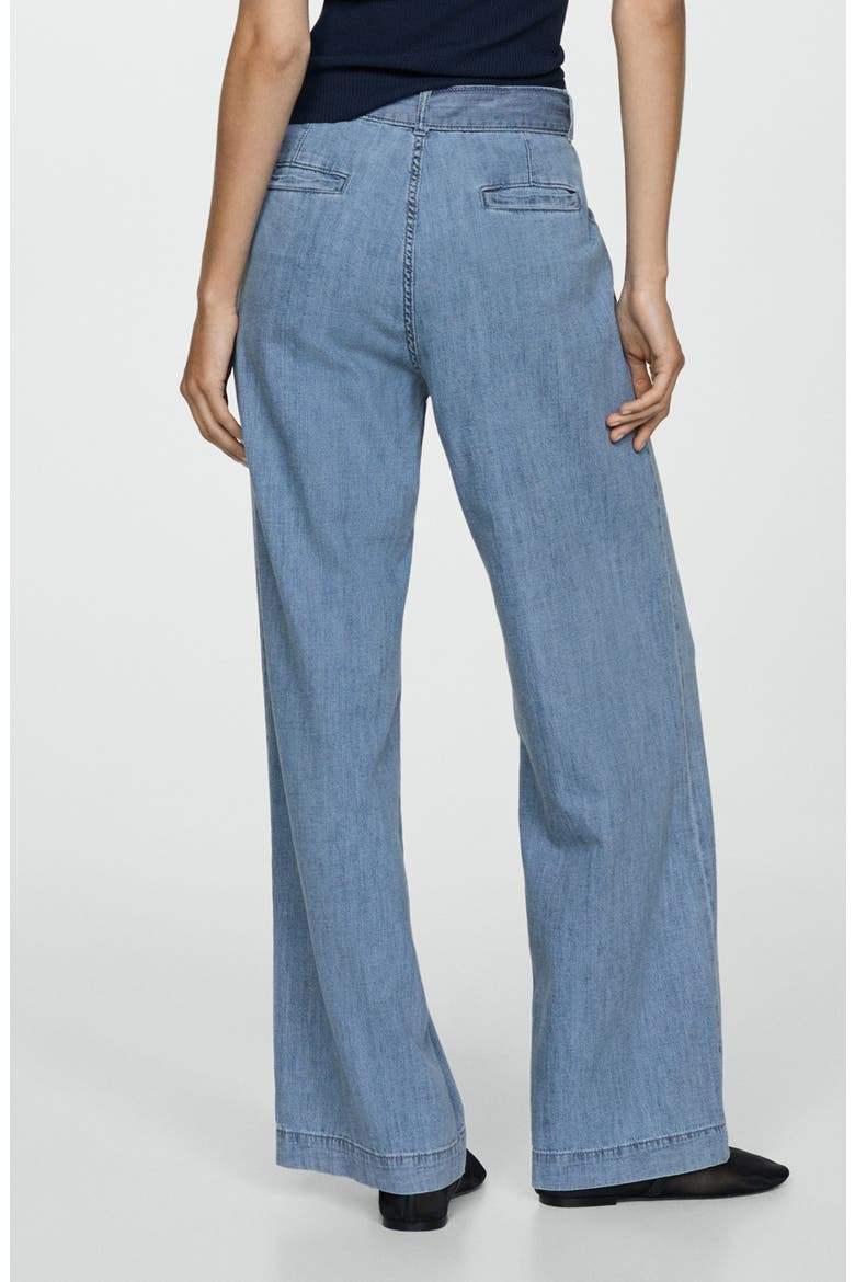Belted Denim Wide Leg Pants, Alternate, color, MEDIUM BLUE