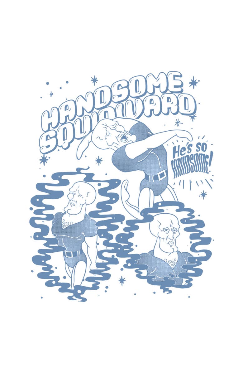 SpongeBob SquarePants Men's SpongeBob SquarePants Handsome Squidward  Graphic T-Shirt, Alternate, color, White