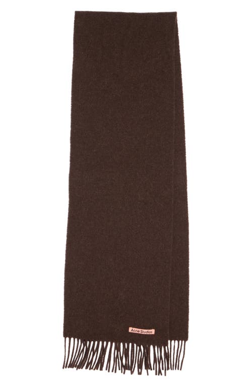 Acne Studios Canada Wool Fringe Scarf In Brown Melange