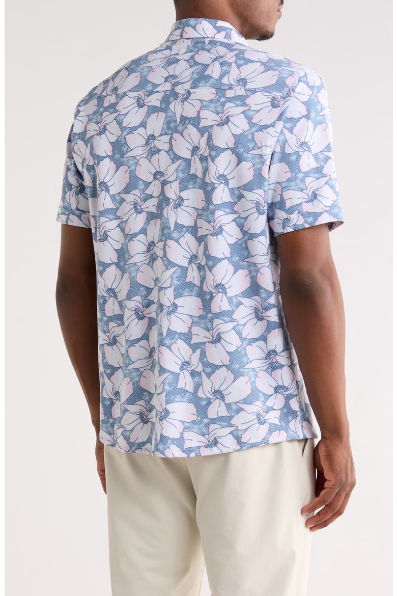 Floral Print Short Sleeve Button Up Shirt, Alternate, color, PINK/ NAVY