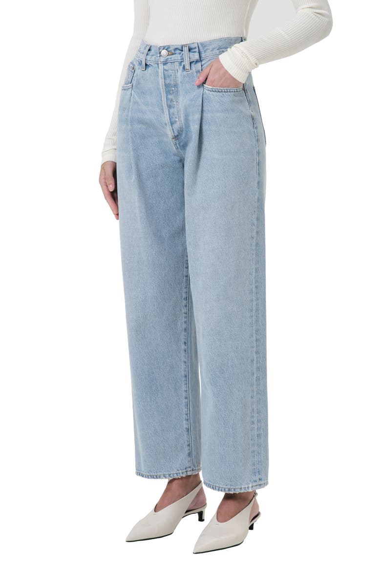 Fold Waistband Ankle Wide Leg Jeans, Main, color, SIDELINE