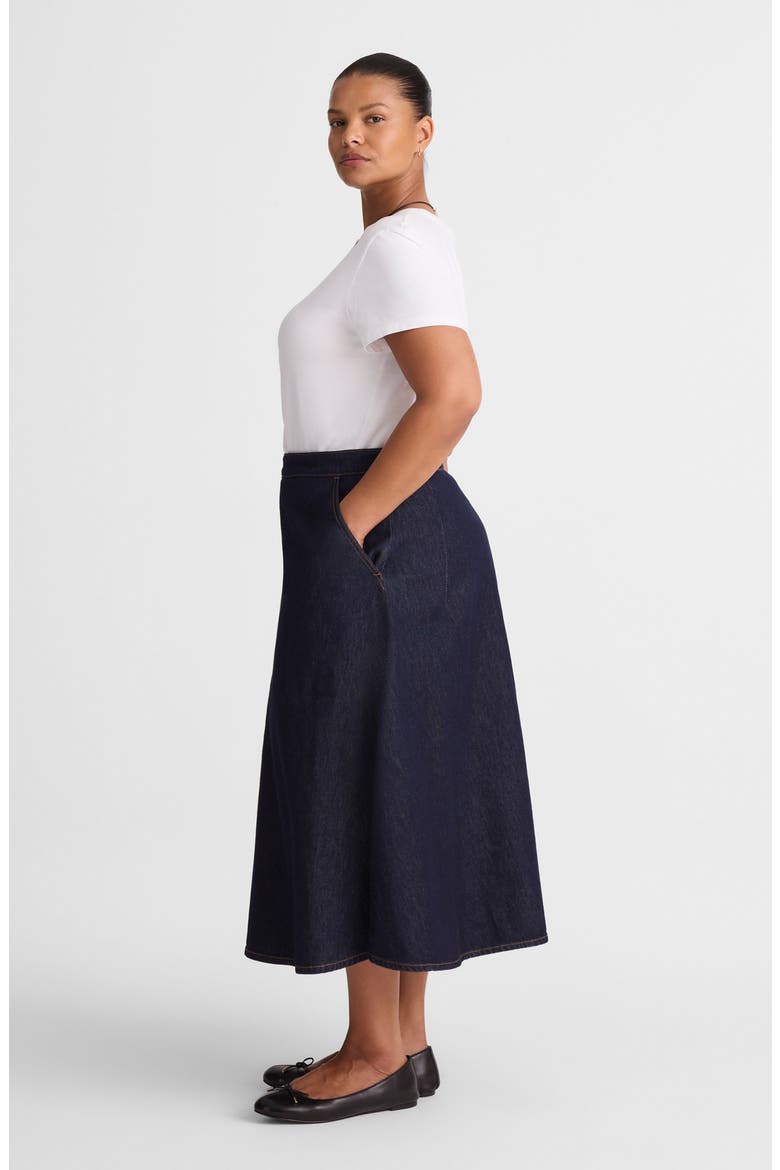 Organic Cotton Denim Midi Skirt, Alternate, color, RINSE WASH