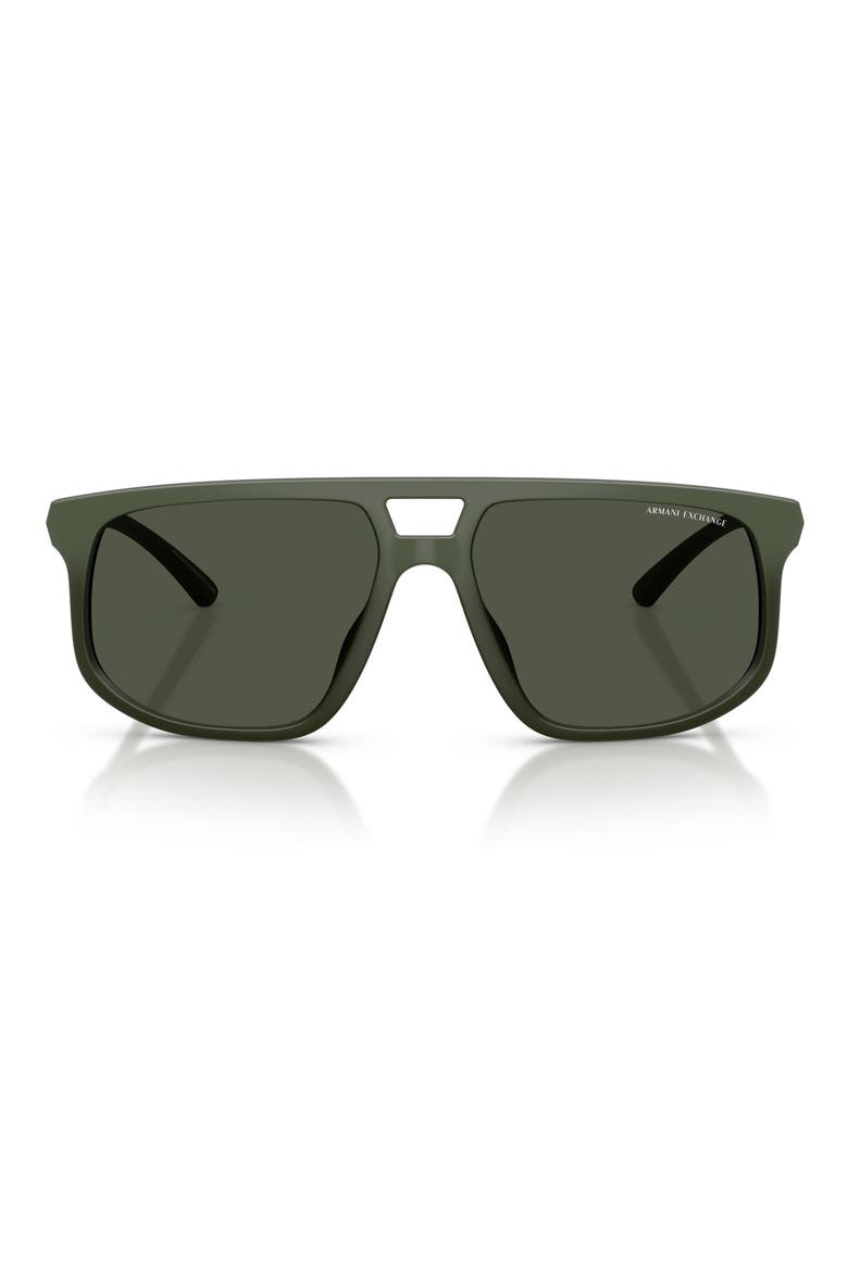 58mm Polarized Pilot Sunglasses, Main, color, MATTE GREEN / DARK GREEN POLAR