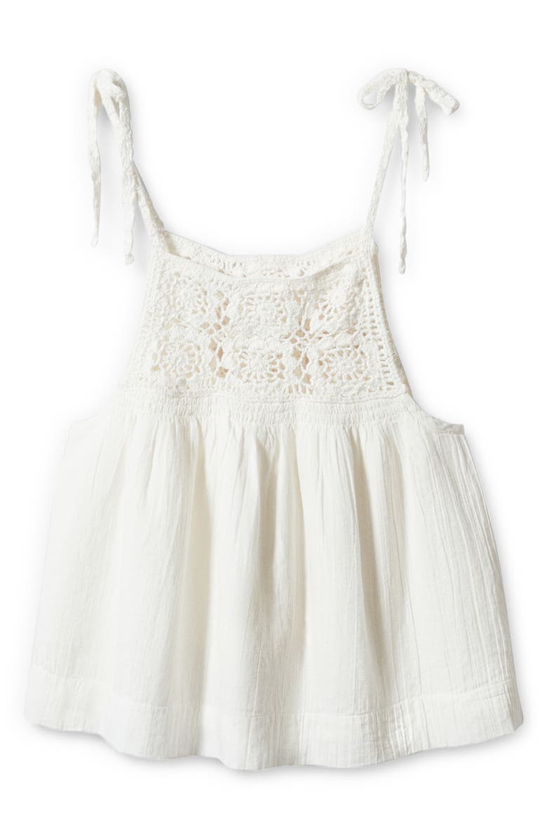 MANGO Crochet Accent Tie Shoulder Cotton Top, Alternate, color, 