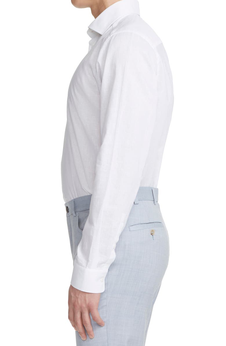 Jack Victor Abbott Contemporary Fit Linen & Cotton Button-Up Shirt, Alternate, color, Ecru