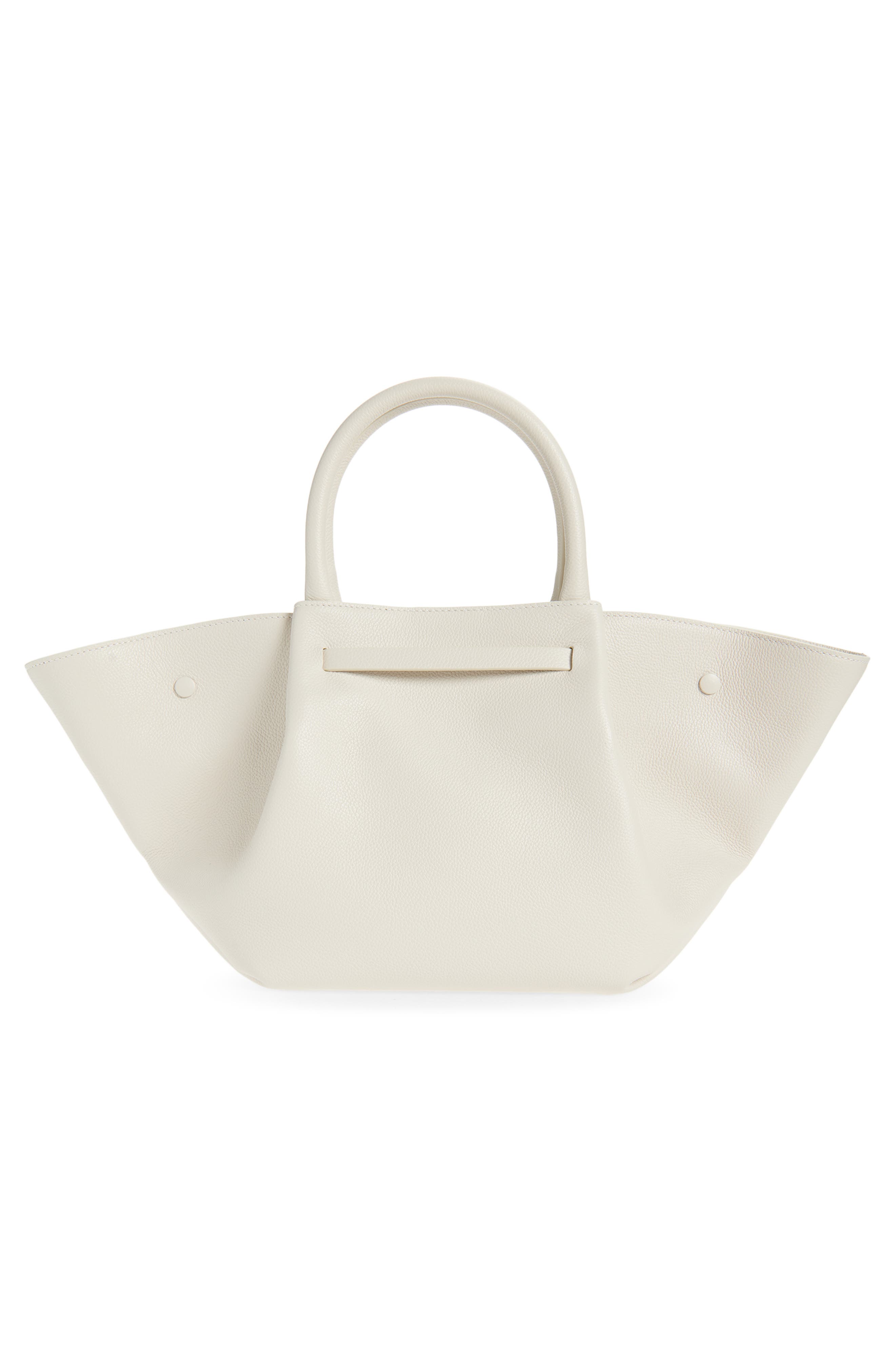 DeMellier New York Leather East/West Midi Tote, Alternate, color, Chalk
