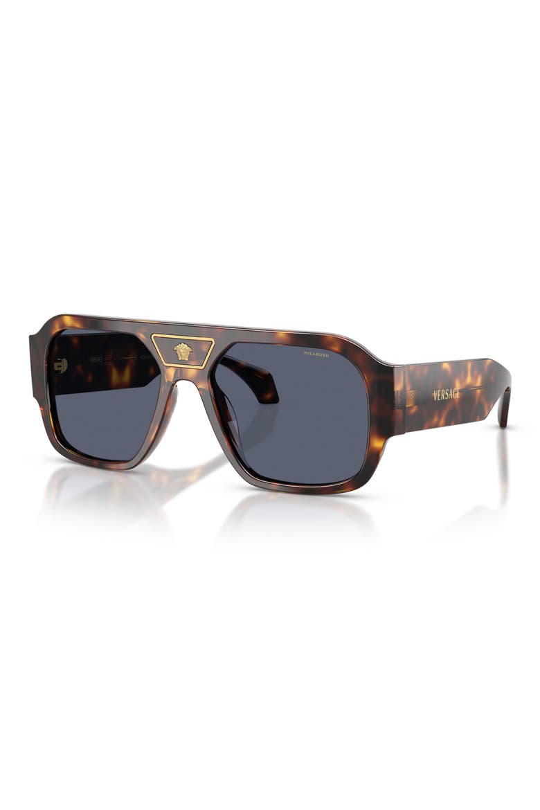 56mm Polarized Square Sunglasses, Alternate, color, HAVANA / DARK BLUE POLAR
