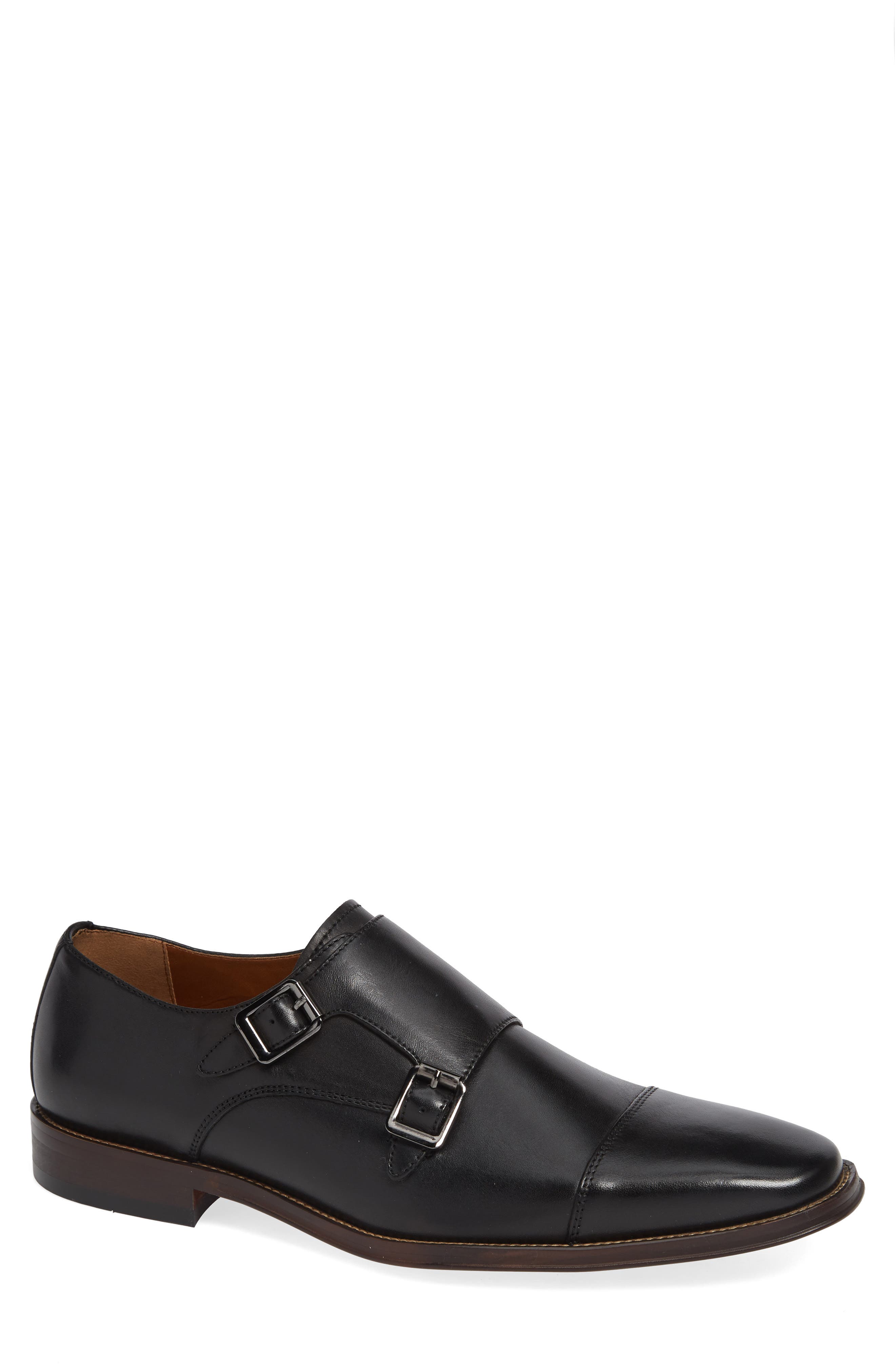 Remy Monk Strap Slip-On, Main, color, BLACK LEATHER