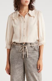 Democracy Three-Quarter Sleeve Button-Up Shirt