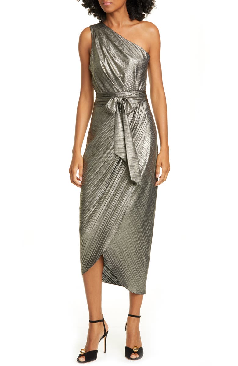 Ted Baker London Gabria One-Shoulder Midi Cocktail Dress, Alternate, color, 