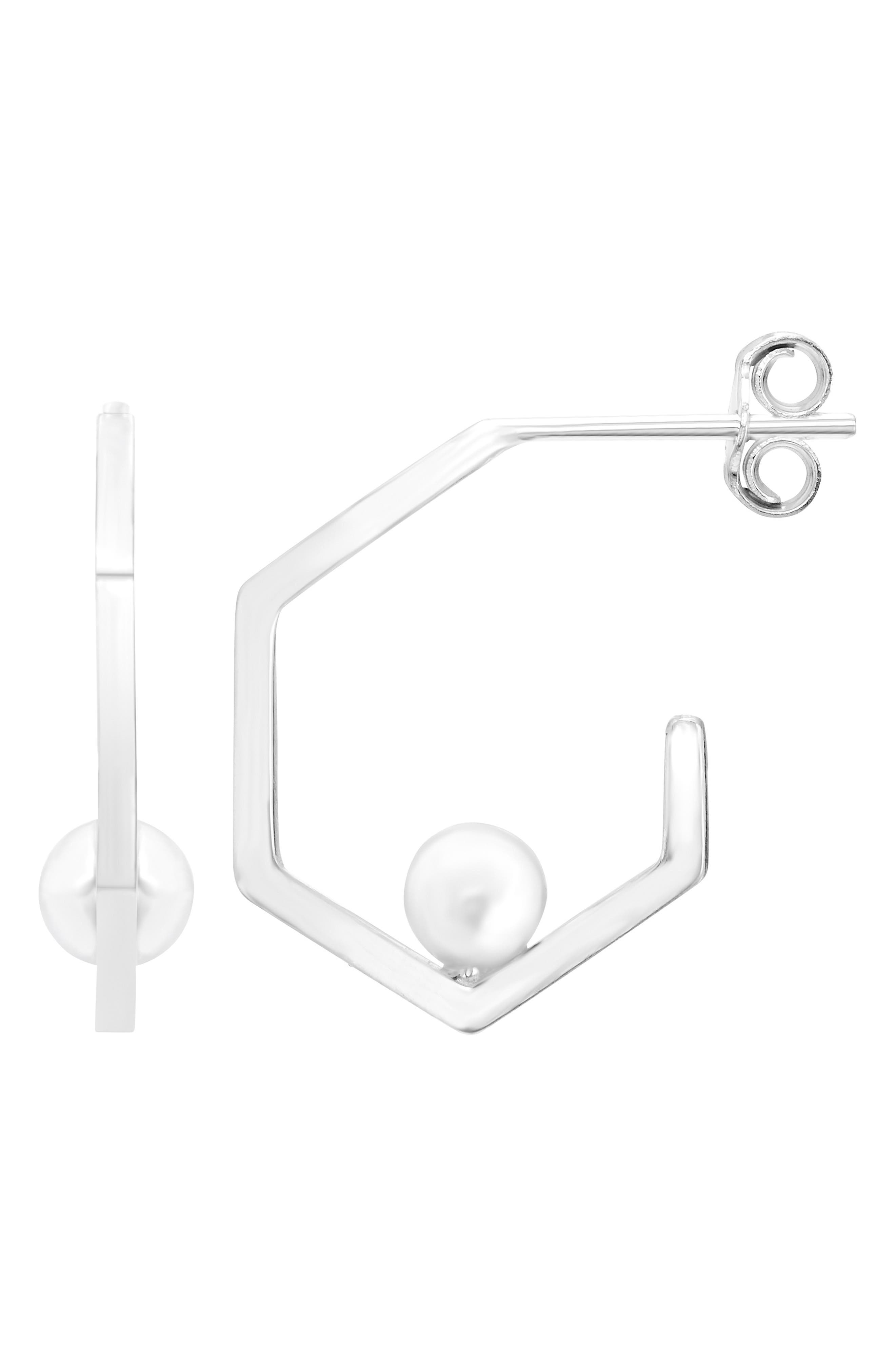 A&M Sterling Silver Hexagon Hoop Earrings