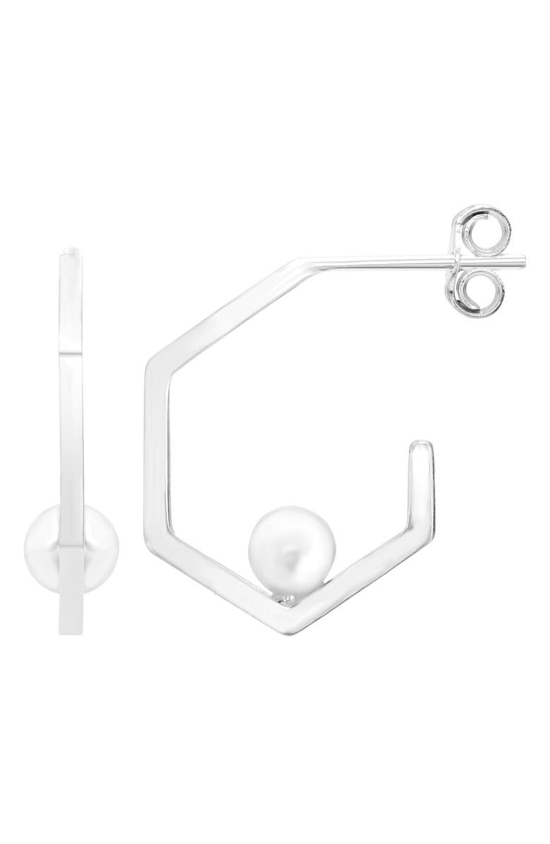 A&M Sterling Silver Hexagon Hoop Earrings, Main, color, Silver