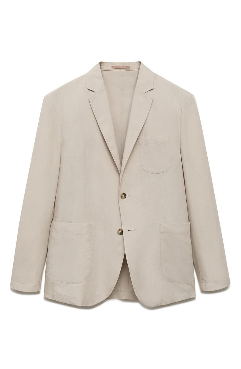 MANGO Slim Fit Slub Lyocell & Linen Suit Jacket, Alternate, color, Ecru