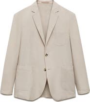 MANGO Slim Fit Slub Lyocell & Linen Suit Jacket