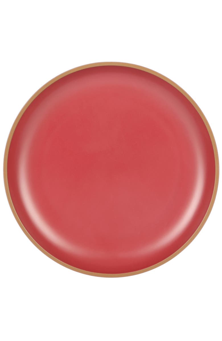 Gibson Home Rockabye 12 Piece Double Bowl Malemine Dinnerware Set, Alternate, color, Red