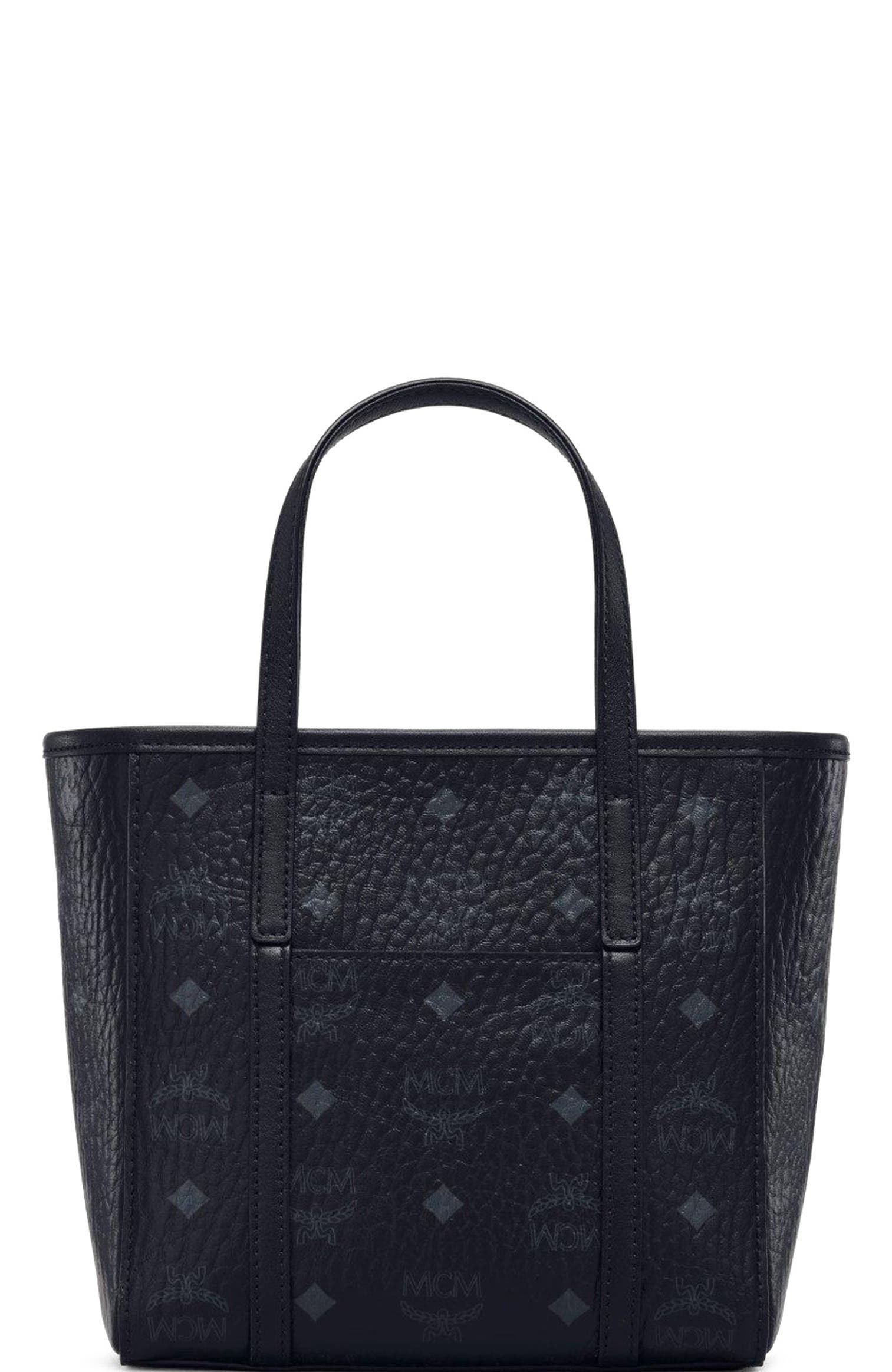 MCM Toni Top-Zip Shopper in Visetos, Alternate, color, Black