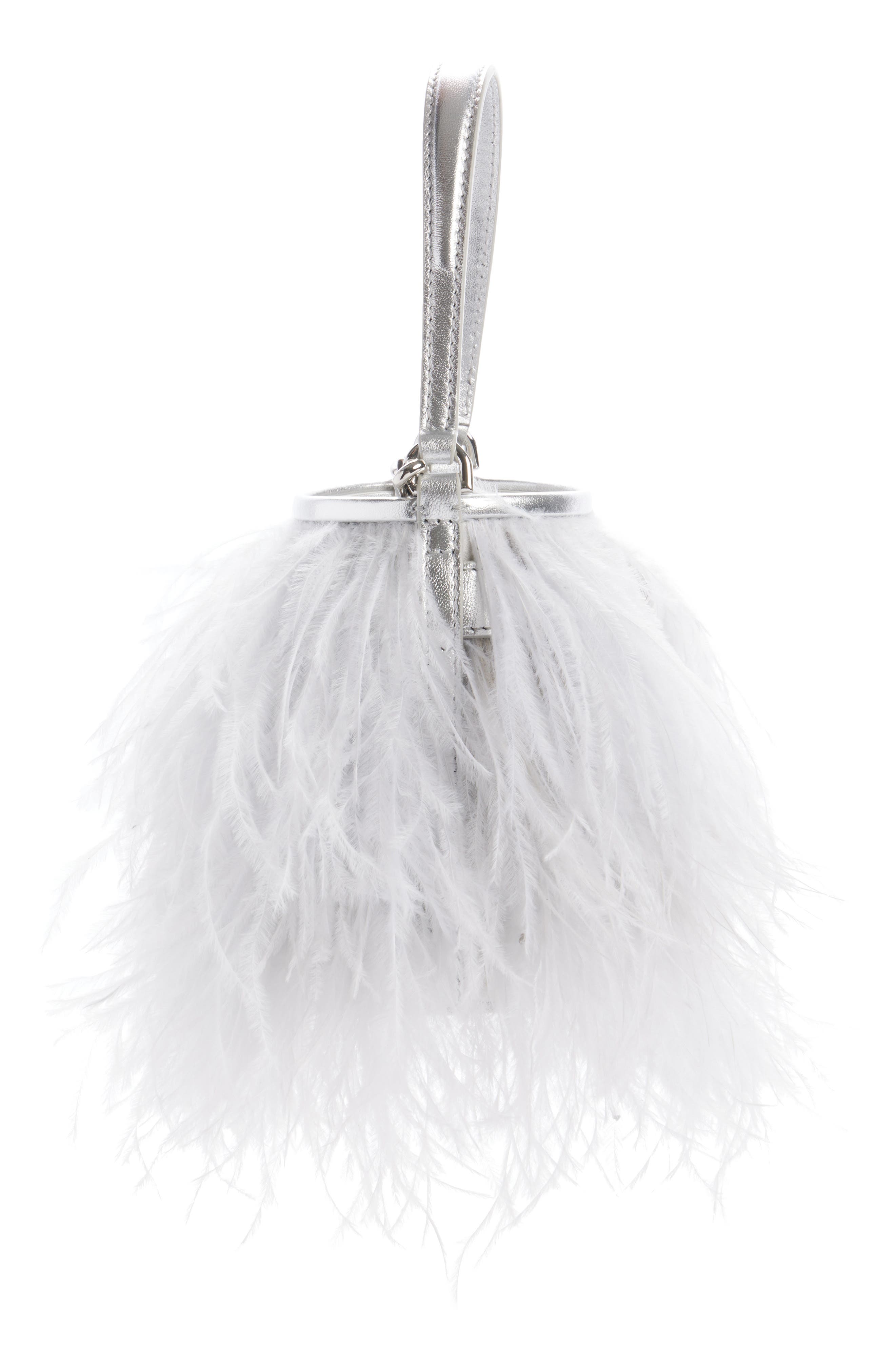 Givenchy Shark Lock Faux Feather Bucket Bag, Alternate, color, 