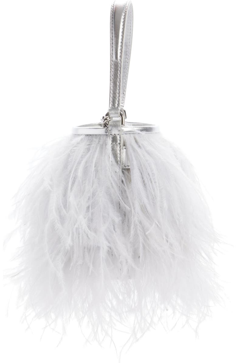 Givenchy Shark Lock Faux Feather Bucket Bag, Alternate, color,