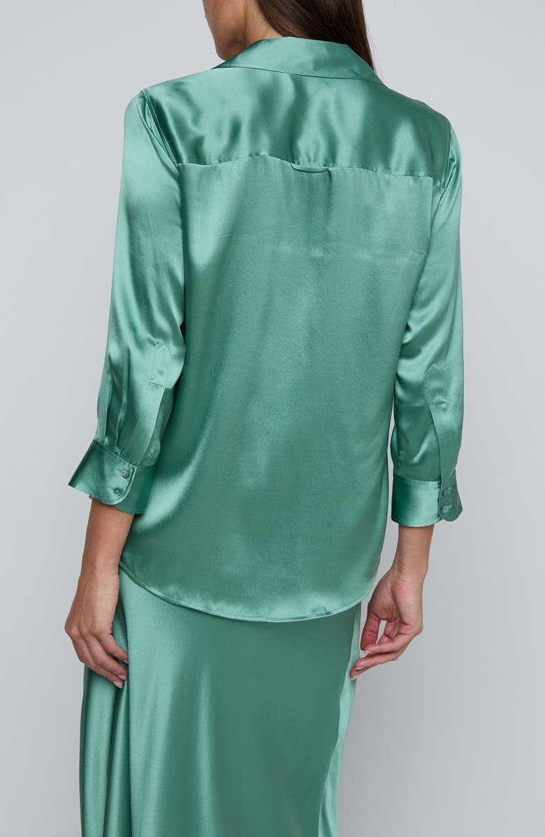 L'AGENCE Dani Silk Charmeuse Blouse, Alternate, color, Malachite Green