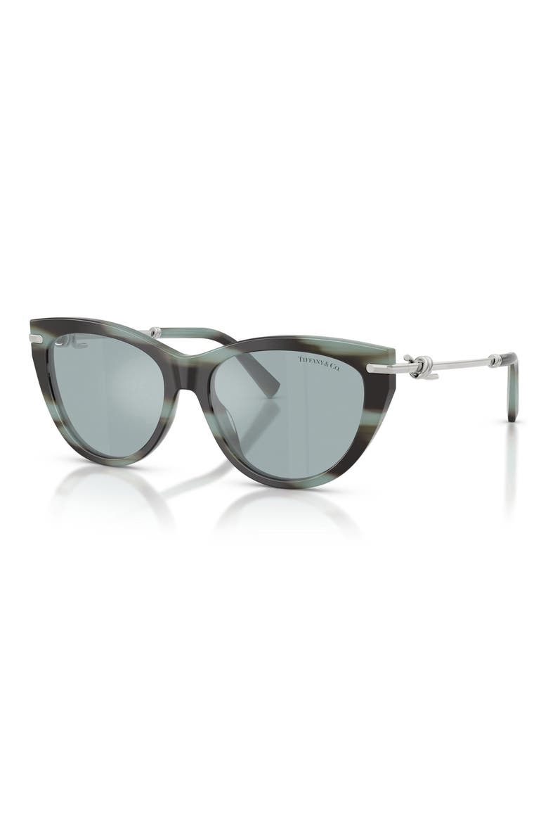 55mm Cat Eye Sunglasses, Alternate, color, STRIPED BLACK TIFFANY / AZURE