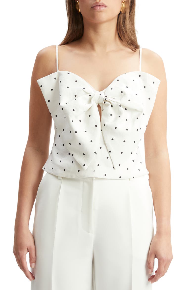 Vieda Bow Front Camisole, Main, color, WHITE BLACK SPOT