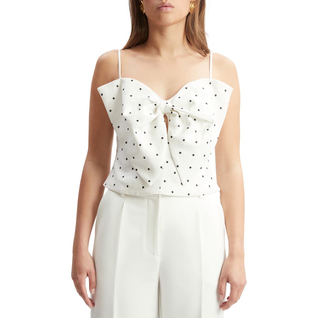 Bardot Vieda Bow Front Camisole In White Black Spot