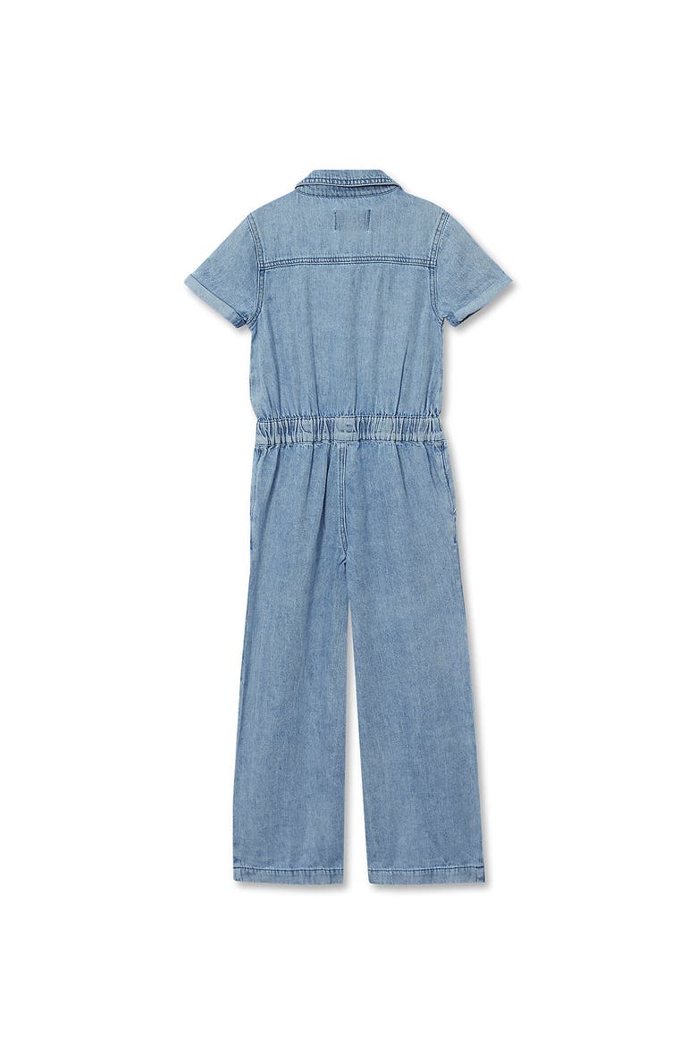 Girls Lightweight Denim Jumpsuit, Alternate, color, Indigo Chambray