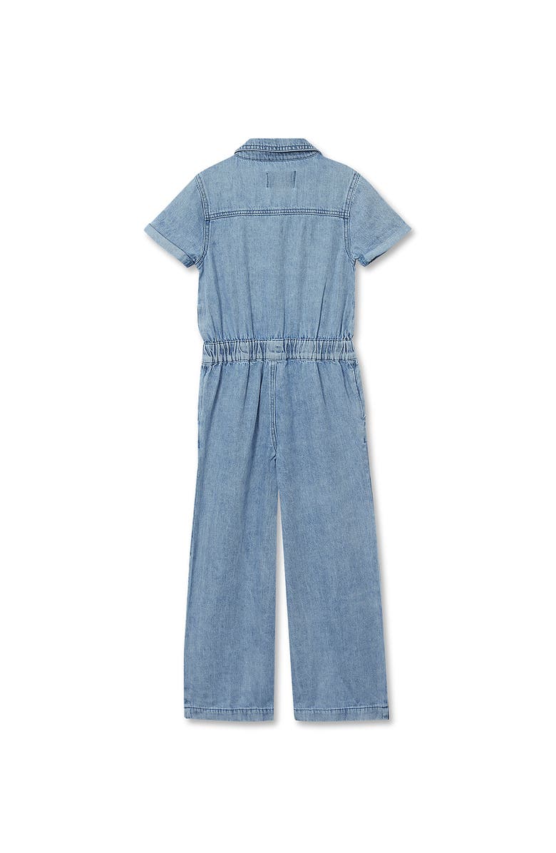 Lands' End Girls Lightweight Denim Jumpsuit, Alternate, color, Indigo Chambray