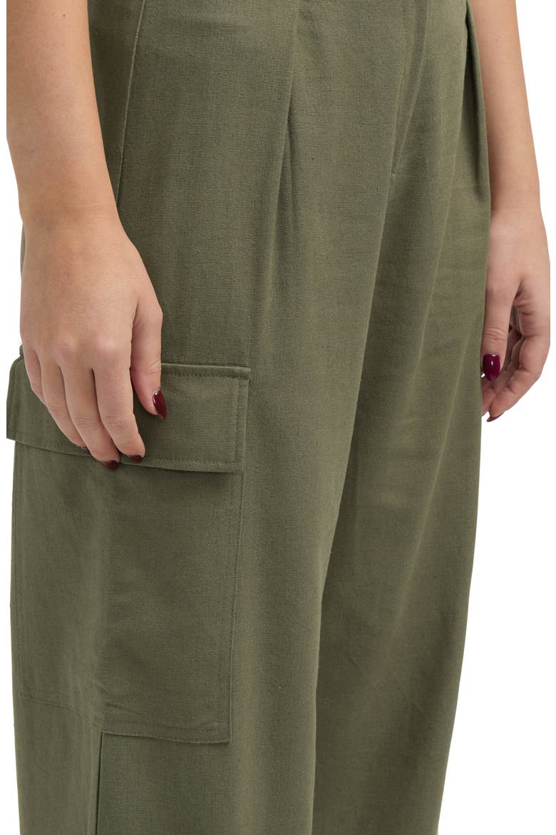 Wide Leg Linen Blend Cargo Pants, Alternate, color, LIGHT OLIVE