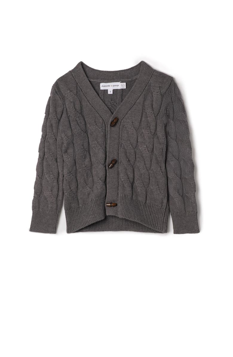 Charlotte & George Cable Knit Cardigan Sweater, Main, color, Grey