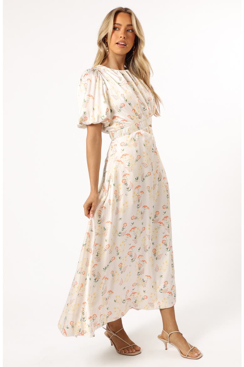 Aminah Puff Sleeve Cutout Maxi Dress, Alternate, color, YELLOW FLORAL