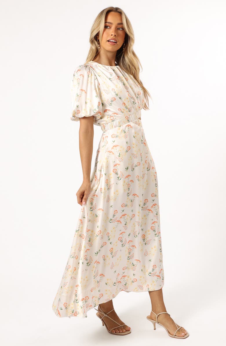 Petal & Pup Aminah Puff Sleeve Cutout Maxi Dress, Alternate, color, Yellow Floral