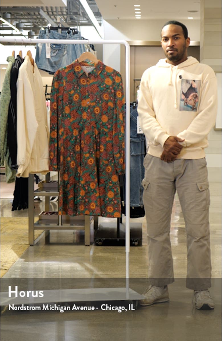 Floral Long Sleeve Tiered Shirtdress, sales video thumbnail