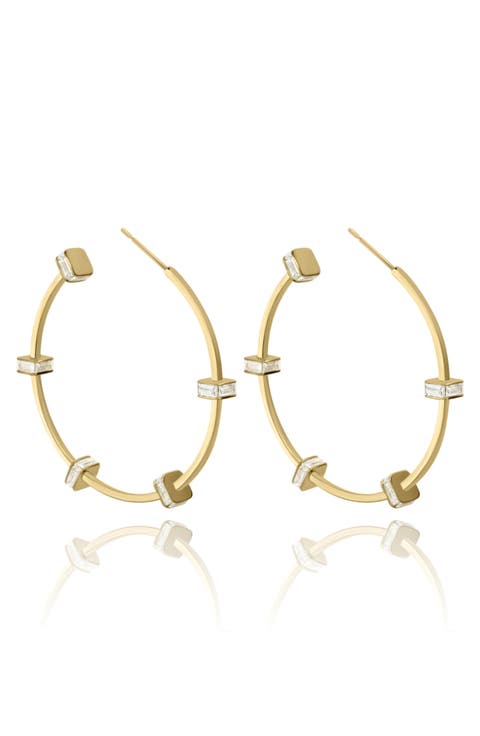 Bridget CZ Station Hoop Earrings