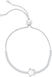SIMONA Sterling Silver Mother-of-Pearl Star Cubic Zirconia Slider Bracelet