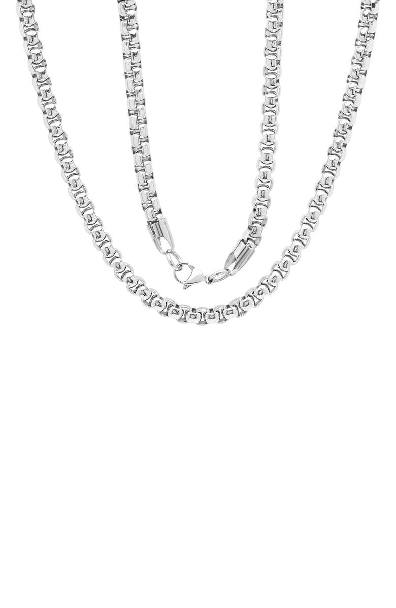 HMY JEWELRY Men's Stainless Steel 24" Box Chain Necklace, Alternate, color,