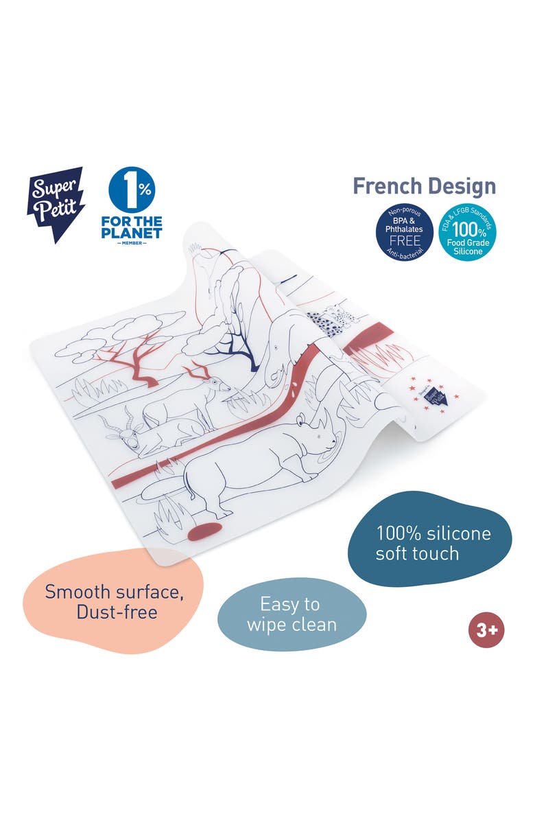 Scrunch African Savanna Reusable Coloring Mat & Washable Markers, Alternate, color, Multi