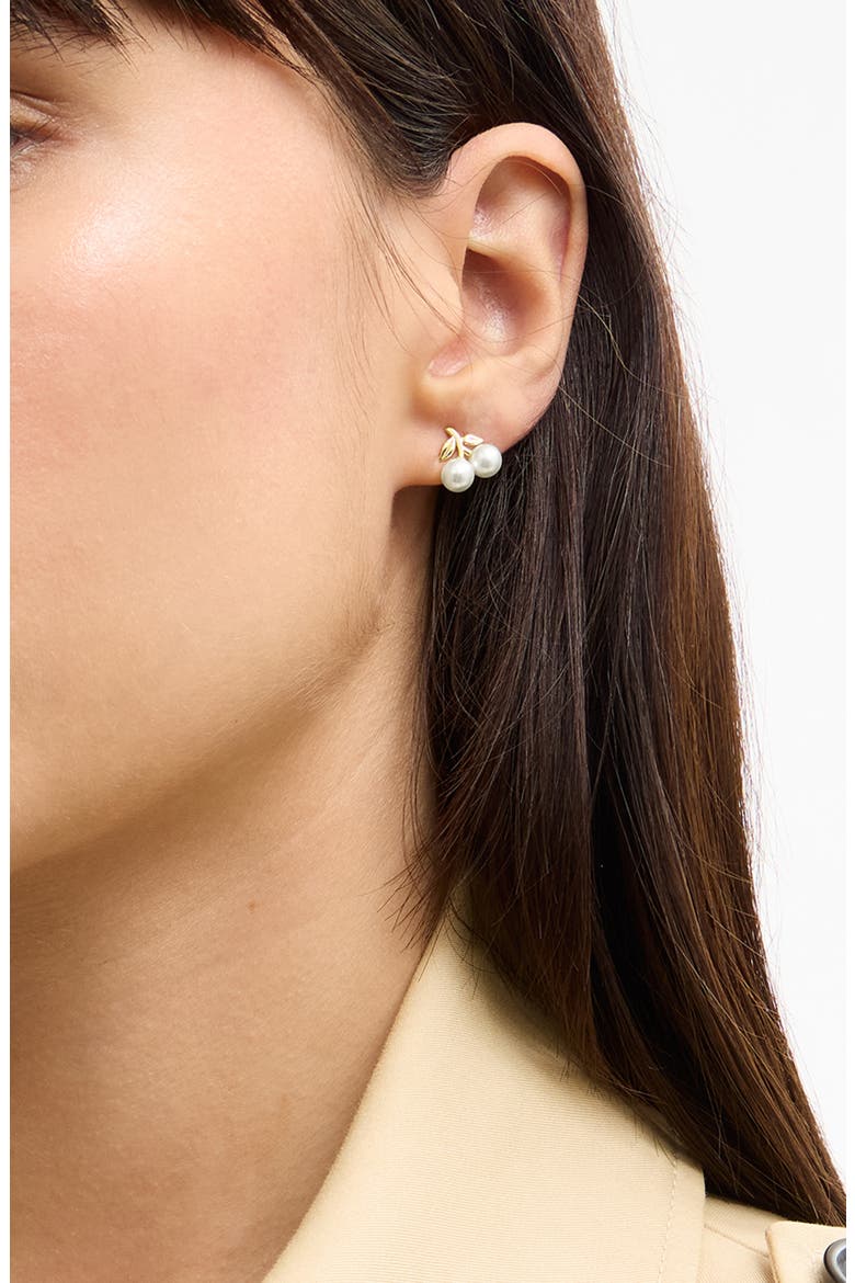 Faux Pearl Cherry Stud Earrings, Alternate, color, PEARL