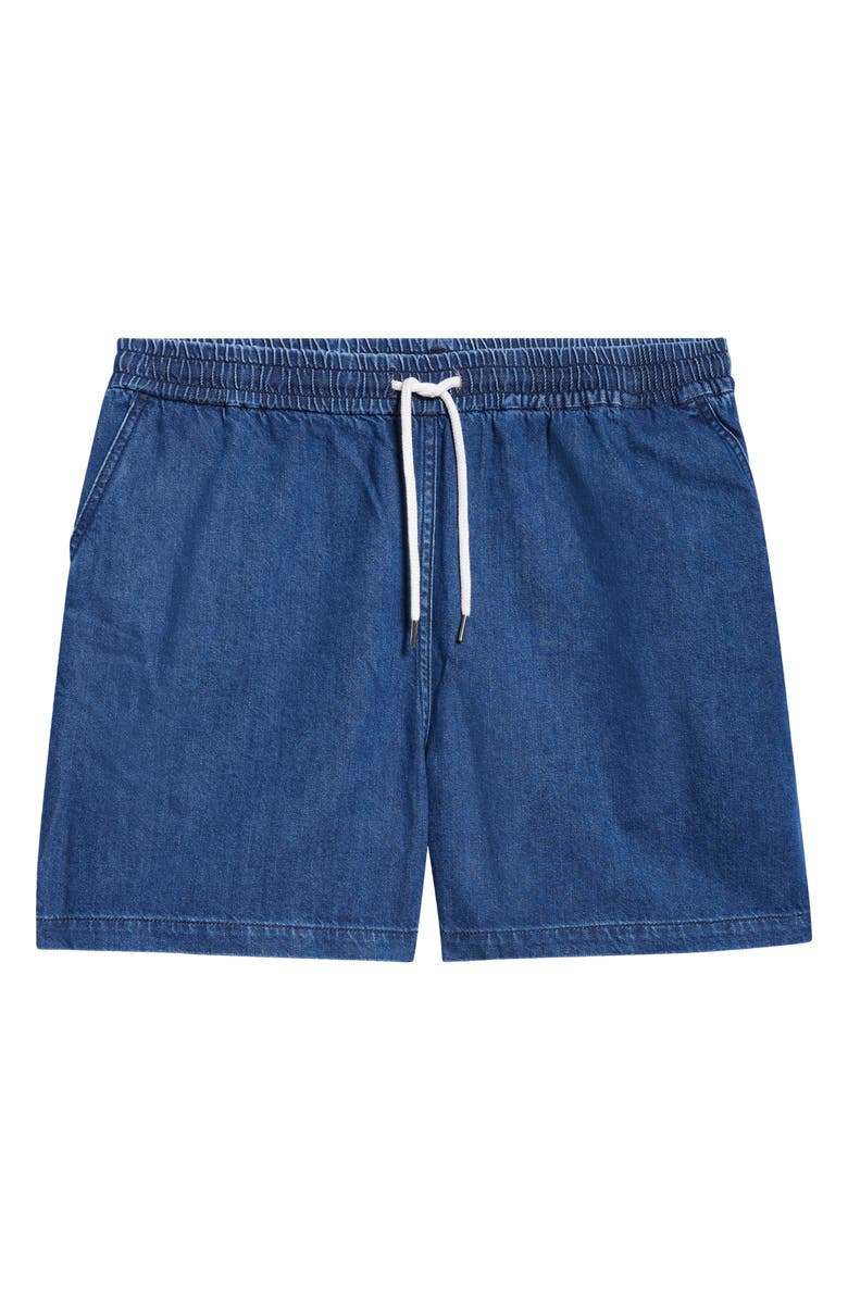 Drake's High Waist Denim Drawstring Shorts, Main, color,