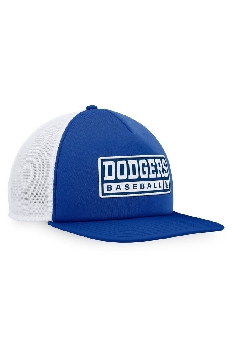 Men's Majestic Royal/White Los Angeles Dodgers Foam Trucker Snapback Hat, Alternate, color, Royal