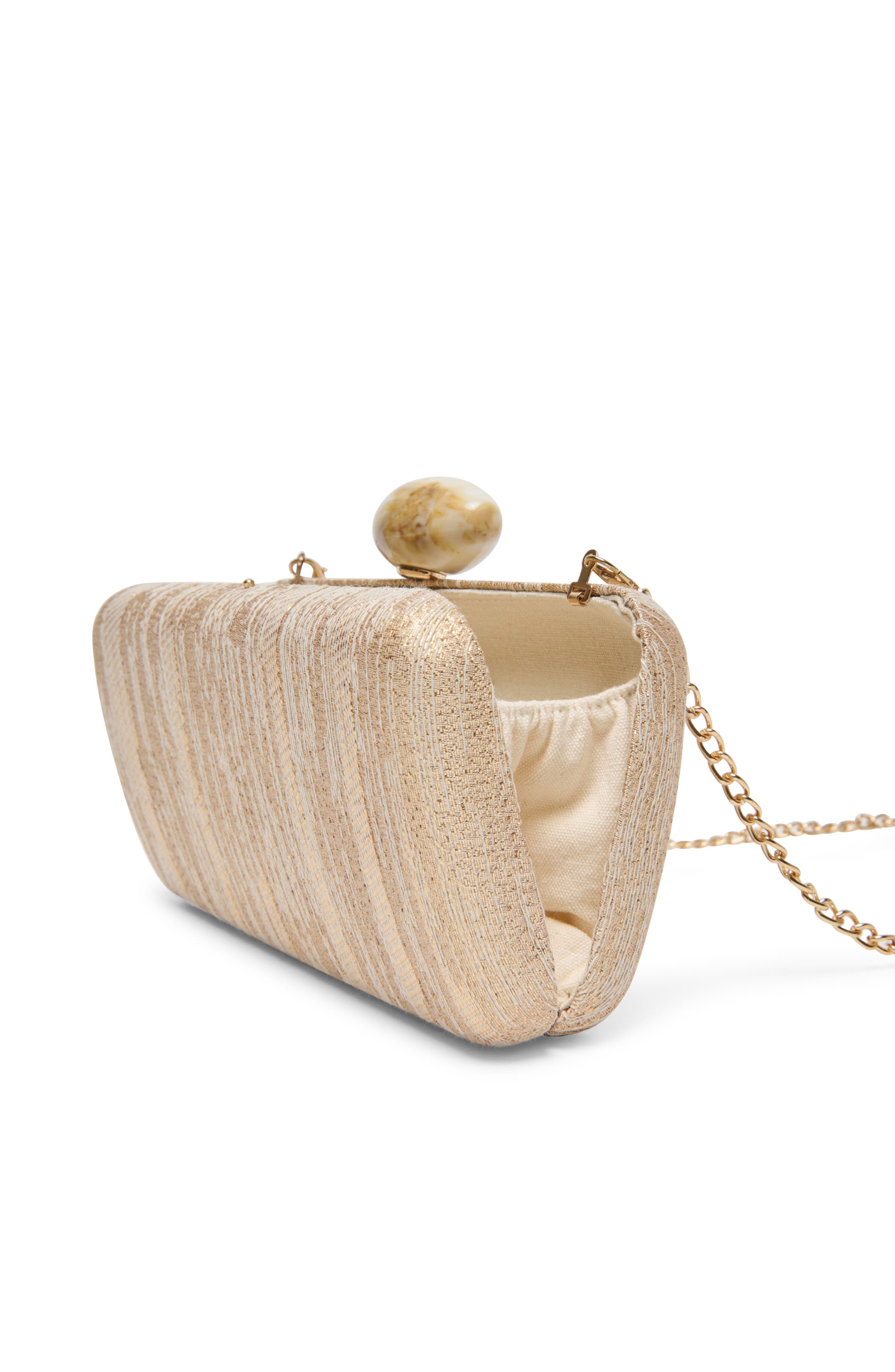 Dolce Vita Metallic Frame Clutch, Alternate, color, Natural/Gold