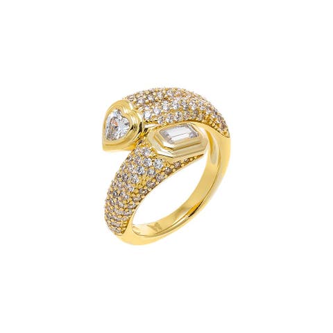 Multishape CZ Bezel Wrap Pinky Ring