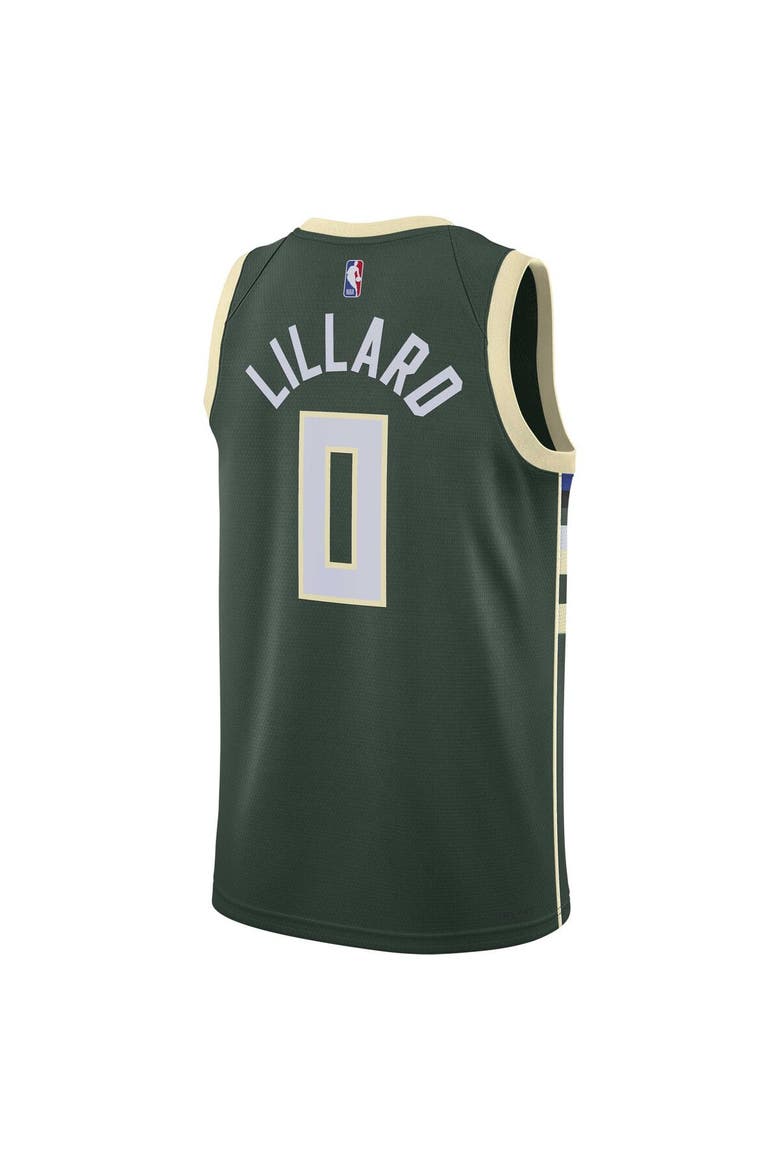 Unisex Nike Damian Lillard Hunter Green Milwaukee Bucks Swingman Jersey - Icon Edition, Alternate, color, Hunter Green