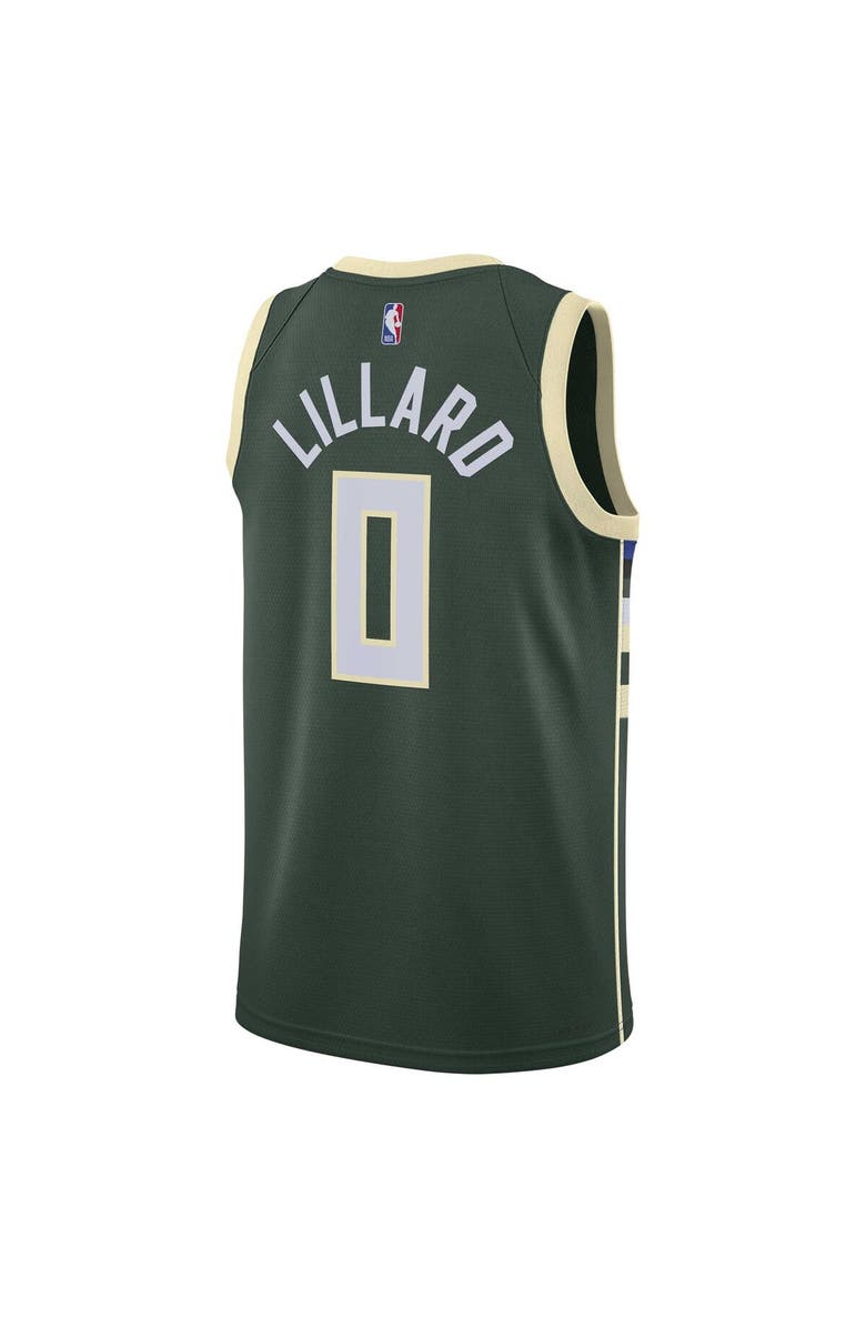 Nike Unisex Nike Damian Lillard Hunter Green Milwaukee Bucks Swingman Jersey - Icon Edition, Alternate, color, 