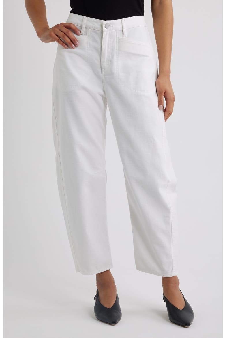 Stevie Tapered Stretch Cotton Utility Pants, Main, color, WHITE