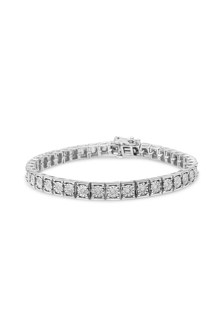 Silver 1/4 Cttw Diamond Link Bracelet, Main, color, White